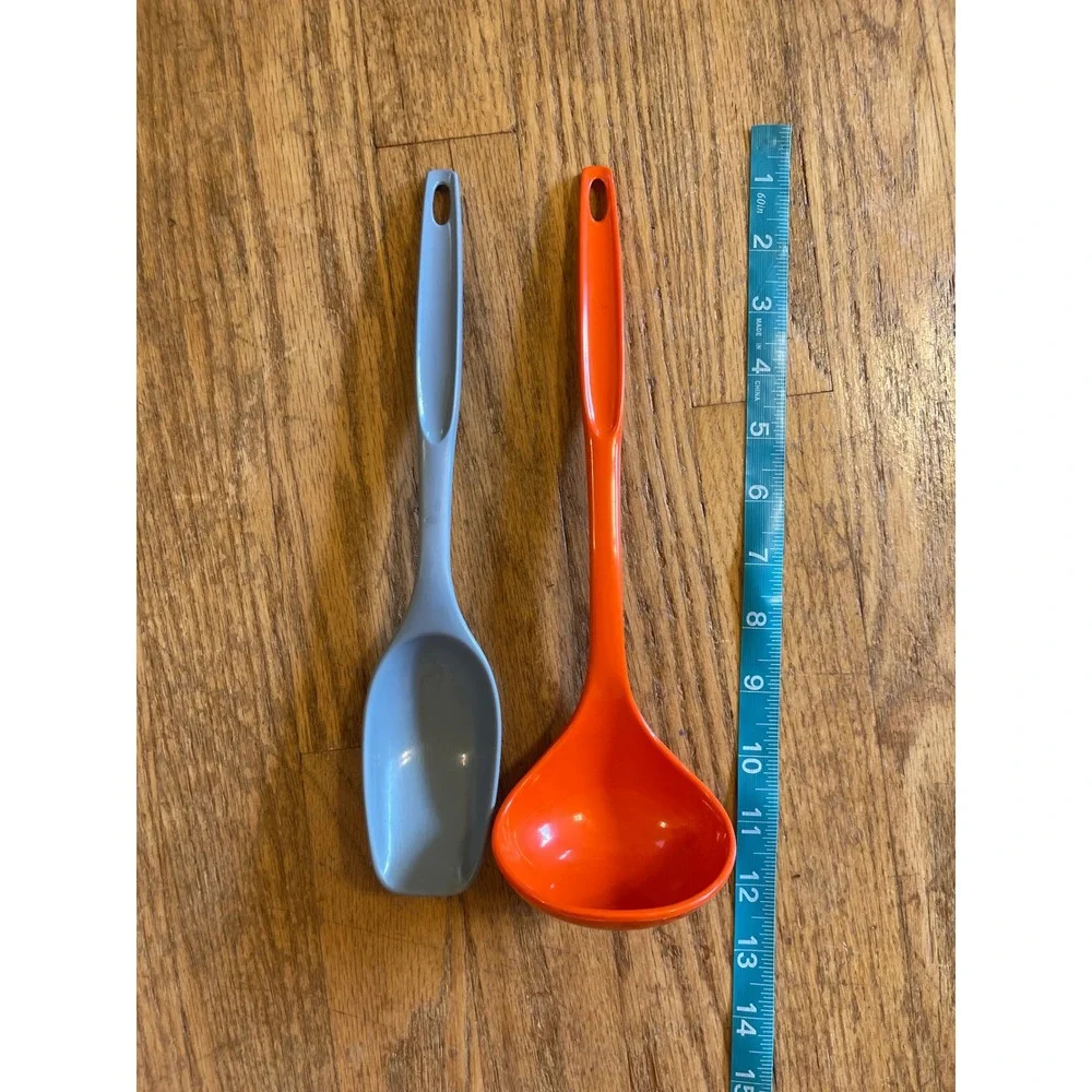 Vtg Foley Nylon Kitchen Utensils Orange Soup Ladle Blue Serving Spoon Set 2pc